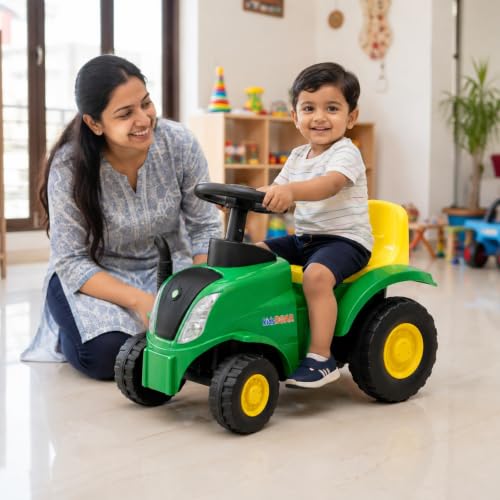 Image of kidsROAR Push Ride On Car for Kids 1-5 Years | Baby Push Car with Music, 3D Lights & Backrest | Premium Ride On Toy Supports Up to 35kg (Tractor, Green)