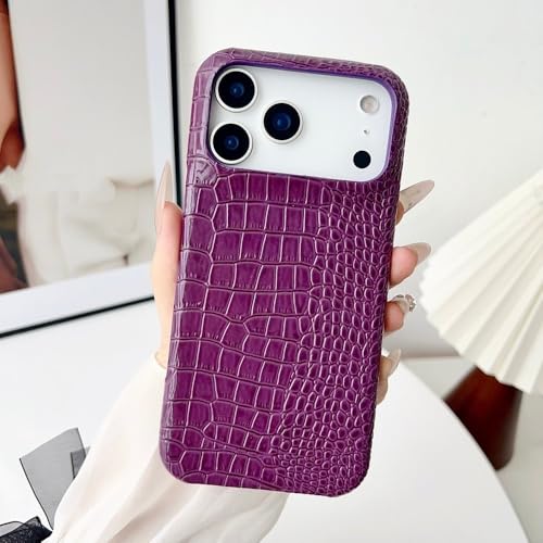 Coque antichoc brillante motif crocodile iPhone 15 Pro Max violette unie