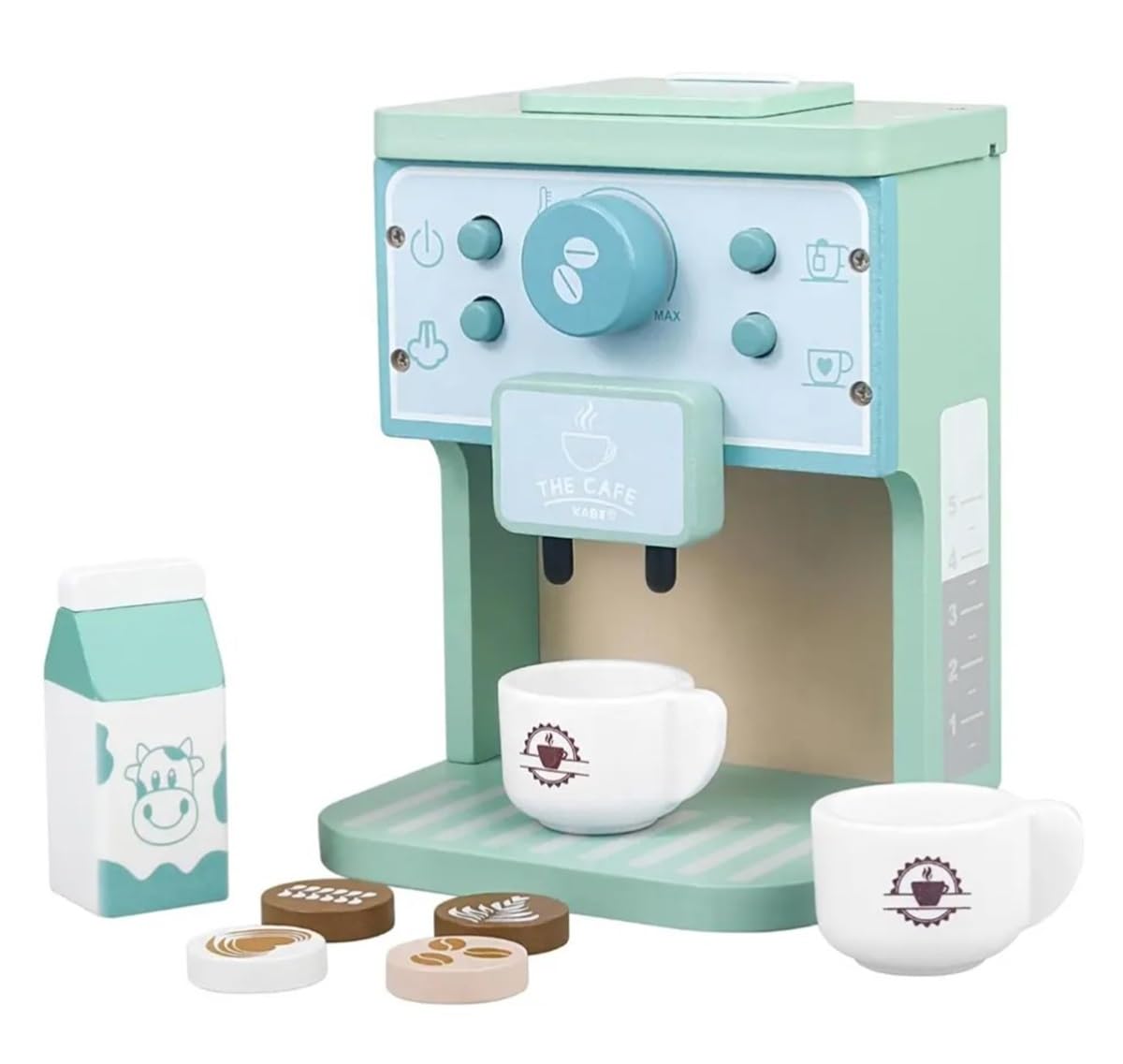 Kids Coffee Maker Kitchen Toy Playset – Interactive Wooden Espresso Machine for Pretend Play | Role-Playing Food Toys with Realistic Features | Perfect for Imaginative Kitchen Fun