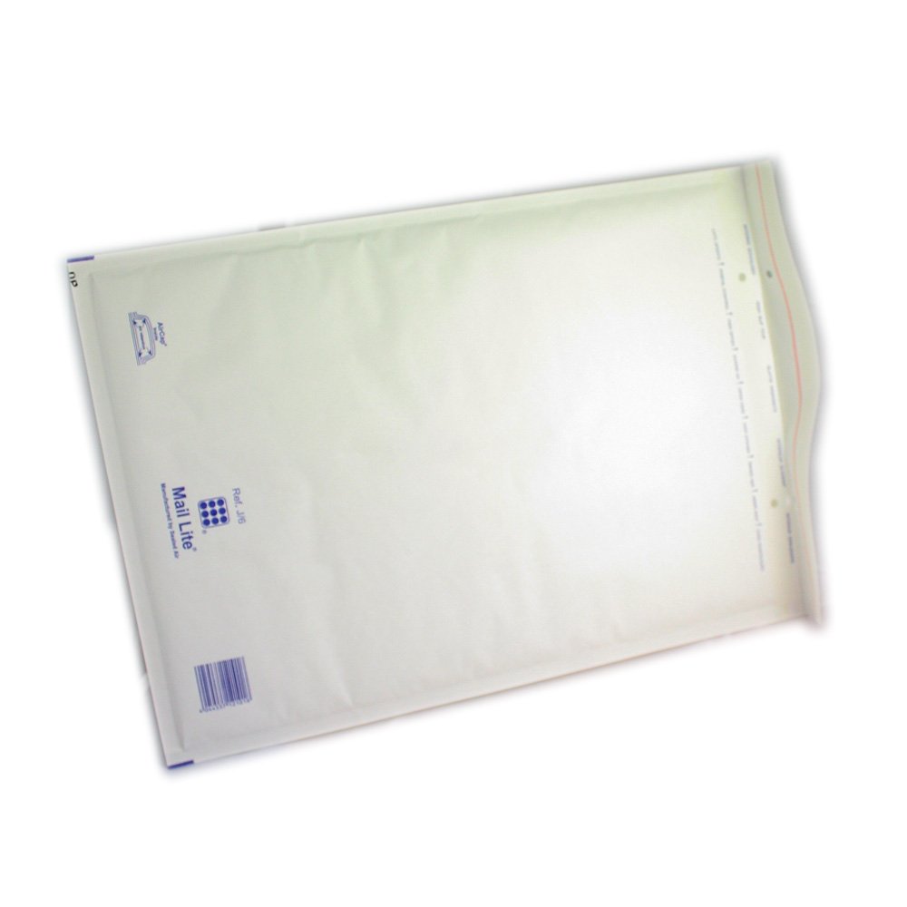 Mail Lite Aircap MLW J/6 Padded Bubble Lined Envelopes Size J/6 Pack of 50, White
