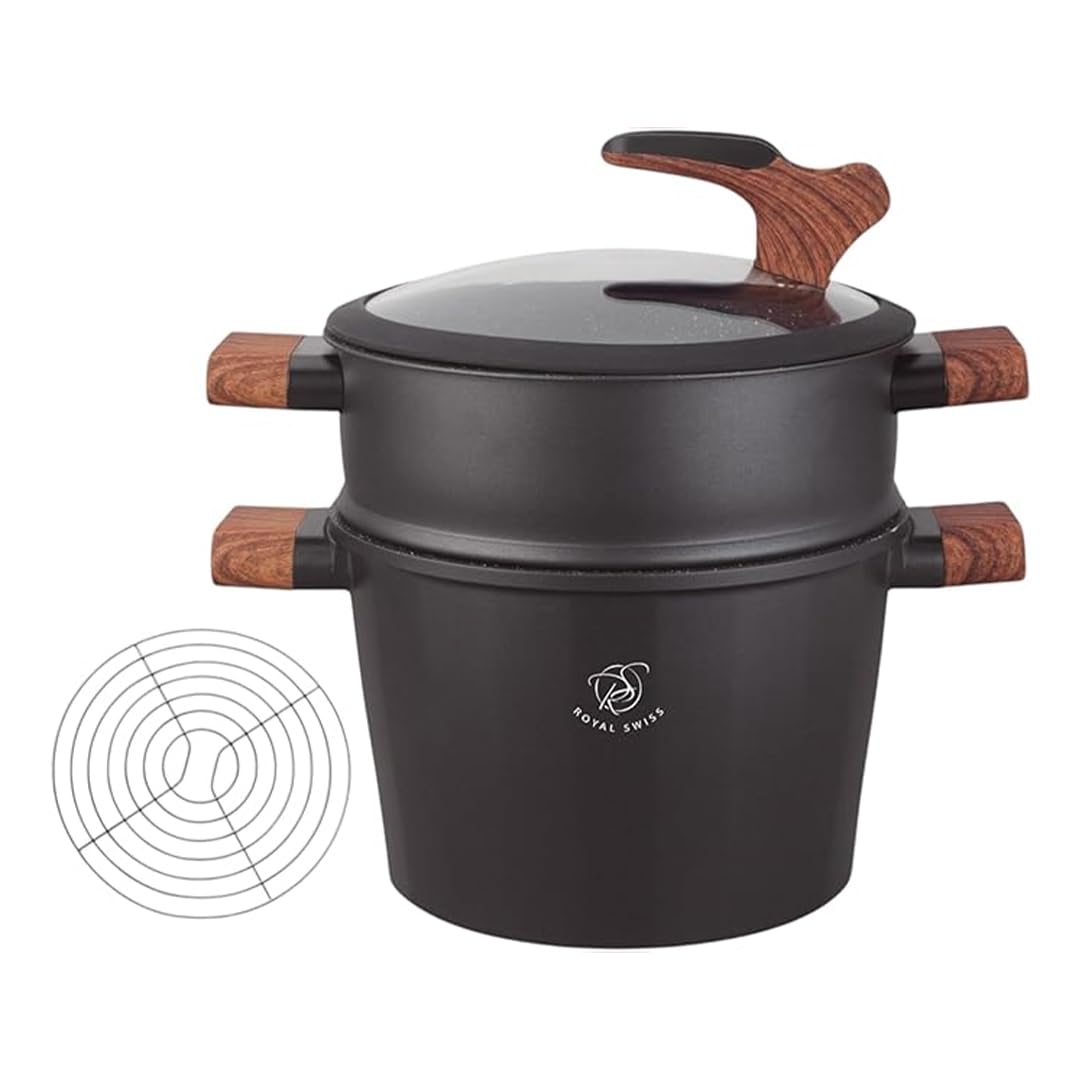 Royal Swiss Couscoussier 6,5 L, Ø 24 cm, aluminium, induction, couvercle verre