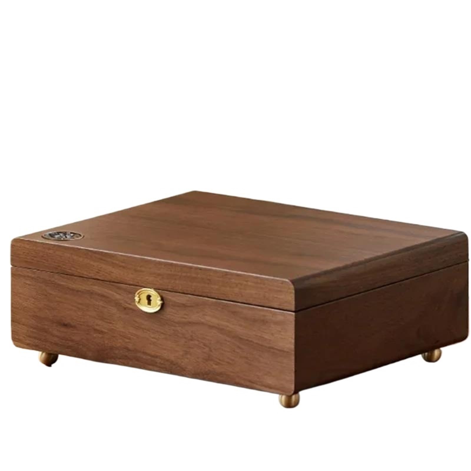 Joyero Viaje Almacenamiento Madera Para Collar, Anillo, Alfiler Para Oreja, Joyero Mano, Cerradura Para Nogal, Gran Capacidad, Exquisita （28 * 19 * 2cm） Joyeros