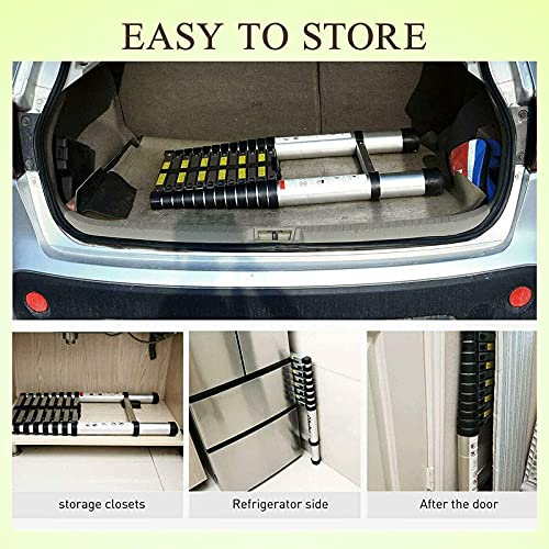 Telescoping Ladder 16.5Ft Extension Ladder Telescopic Ladder Loft Attic Collapsible Ladder With 2 Detachable Hooks Adjustable Height Safety Lock Design For Roof Rv Indoor Outdoor En131 Safe Standard #TOP5