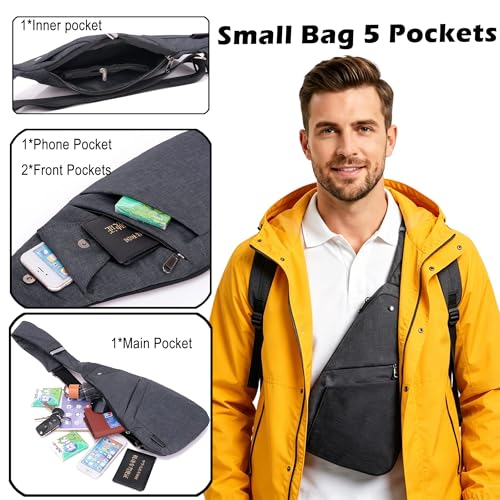 Image of Slim Anti Theft Sling Bag Small Travel Pack Pickpocket Proof Crossbody Bag | Anti Theft One Shoulder Bag Flat Anti Pickpocket Bag Travel Pouch Passport Bag Secure Purses for Men Women lightweight