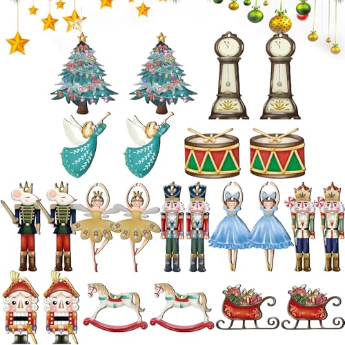 PLUSHCEWT 24 Stück Christbaumschmuck Holz Hängender Anhänger...