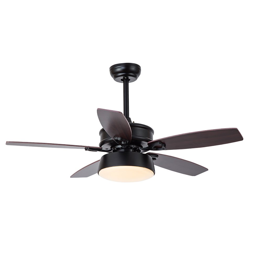 Ventilateur de plafond noir mat au design européen rétro avec éclairage LED 24W