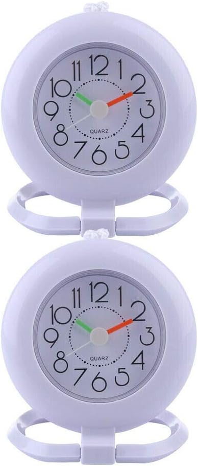 Home Decor 2xBathroom Shower Clock Waterproof Desk Clock Wall Clock Quartz Silent White