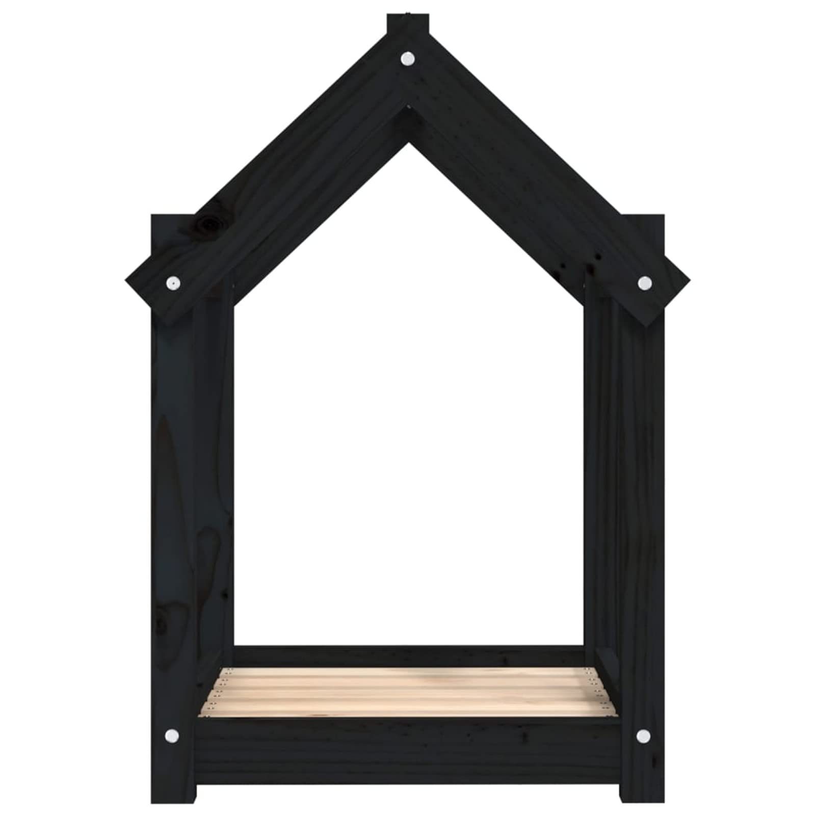 LAPOOH Cama para Perros Madera Maciza de Pino Negro 61x50x70 cm, Colchon Perro, Cuna Perro, Cama Mascota, Dog Bed, Cama para Perros Y Gatos