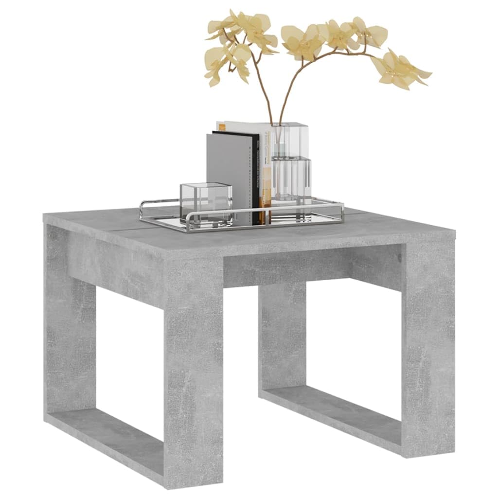 Mesa auxiliar gris hormigón 50 x 50 x 35 cm de material de madera con tablero robusto para bebidas y aperitivos, fácil de limpiar, práctica mesa auxiliar gris hormigón 50 cm para su