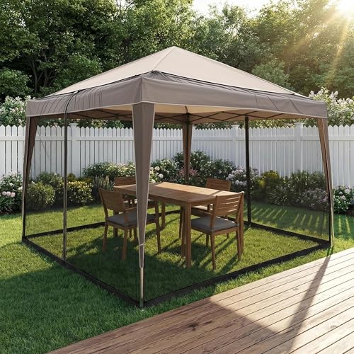 Moustiquaire pour tonnelle, 3 x 3 m, réglable, avec 2 portes zippées, avec pied rempli d'eau, pour jardin, patio, cour, camping, noire