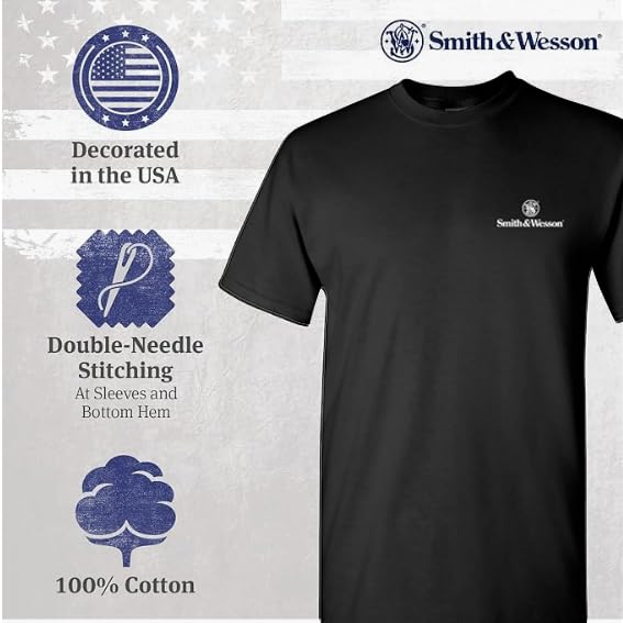 Smith & Wesson Officially Licensed Men's Short Sleeve Crewneck T-Shirt, Classic Graphic S&W Logo Tee3