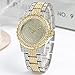 SENRUD Unisex Watch Luxury Crystal Rhinestone Diamond Wrist Watch Stainless Steel Fashion Bling Iced-Out Watch (Gold Silver)