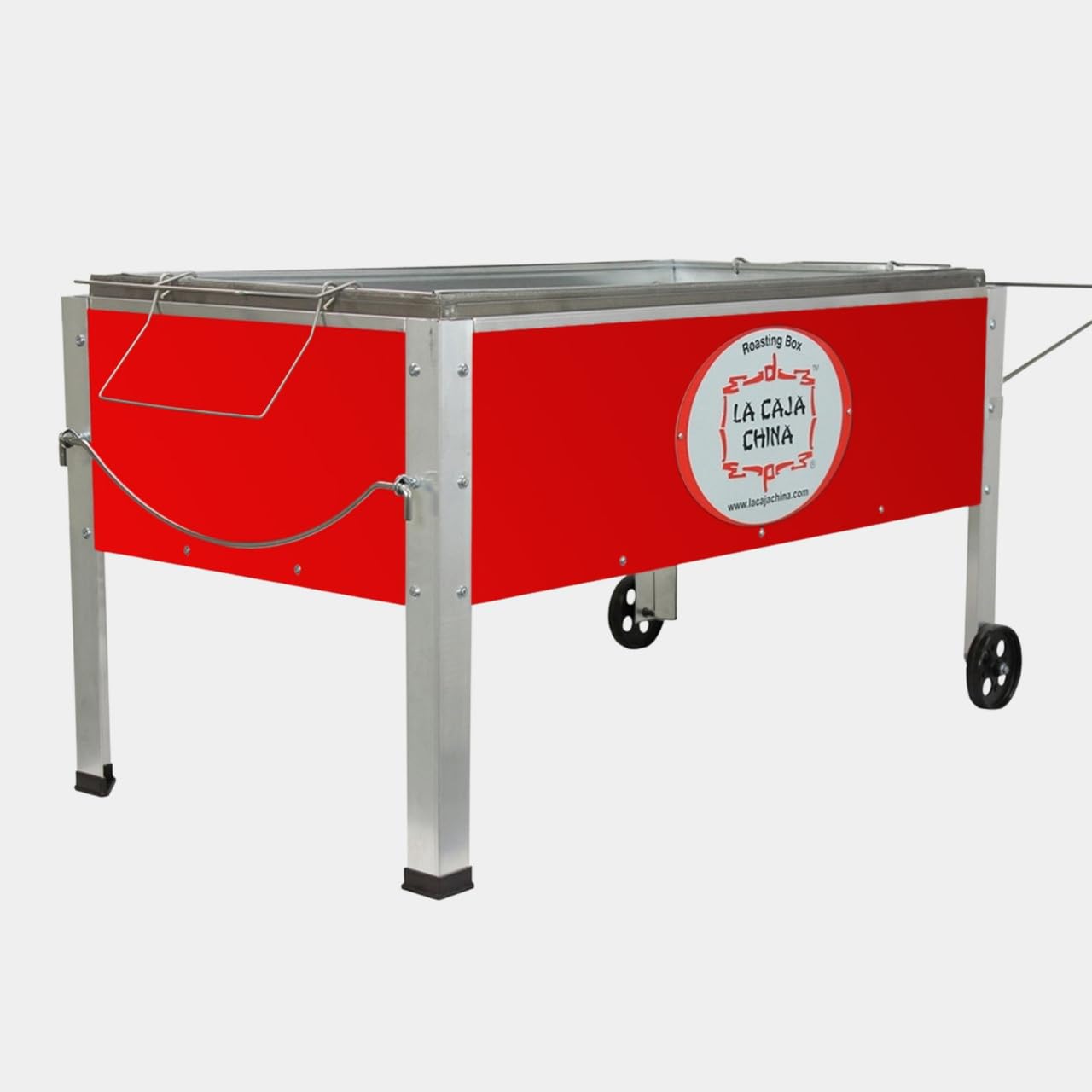 La Caja China Model #1-70 LB Pig Roaster, Outdoor Barbecue & Rotisserie Grill, Metal Jacket Red