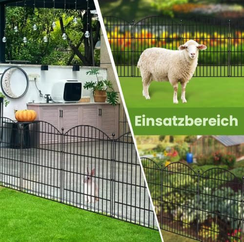 IMSGVIFO Steckzaun Metall,Teichzaun 80cm Hoch,10x Oberbogen Rund Dekorativer Gartenzaun,Gitterzaun Set Beetzaun Zaunelemente Steckzaun für Hunde Teichumrandung Hühnerzaun Schafzaun,Anthrazit