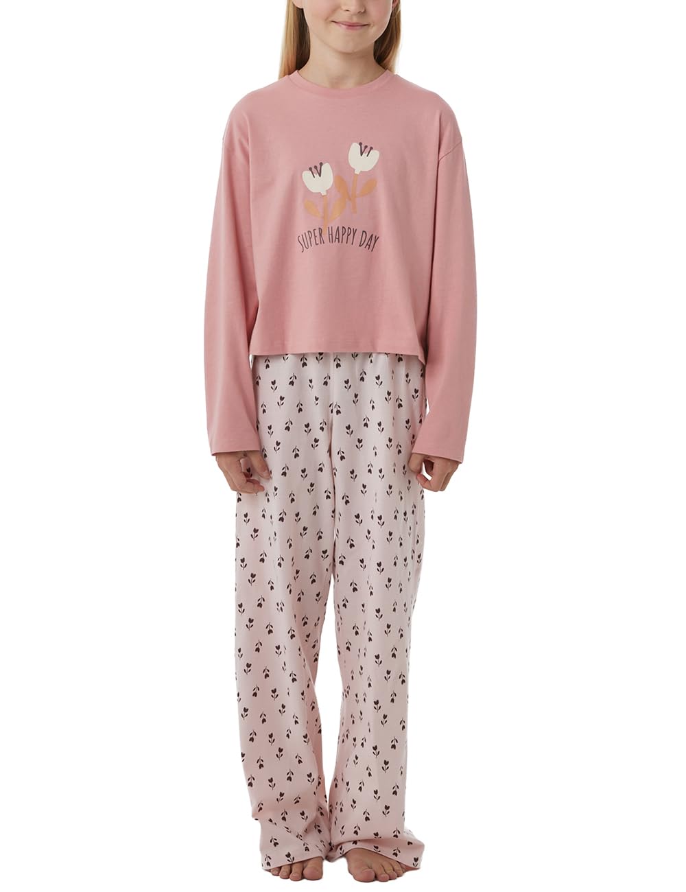 Schiesser Mädchen Schlafanzug Set Pyjama Lang Ohne Bündchen 100% Baumwolle - Größe 98 Bis 176 Pyjamaset