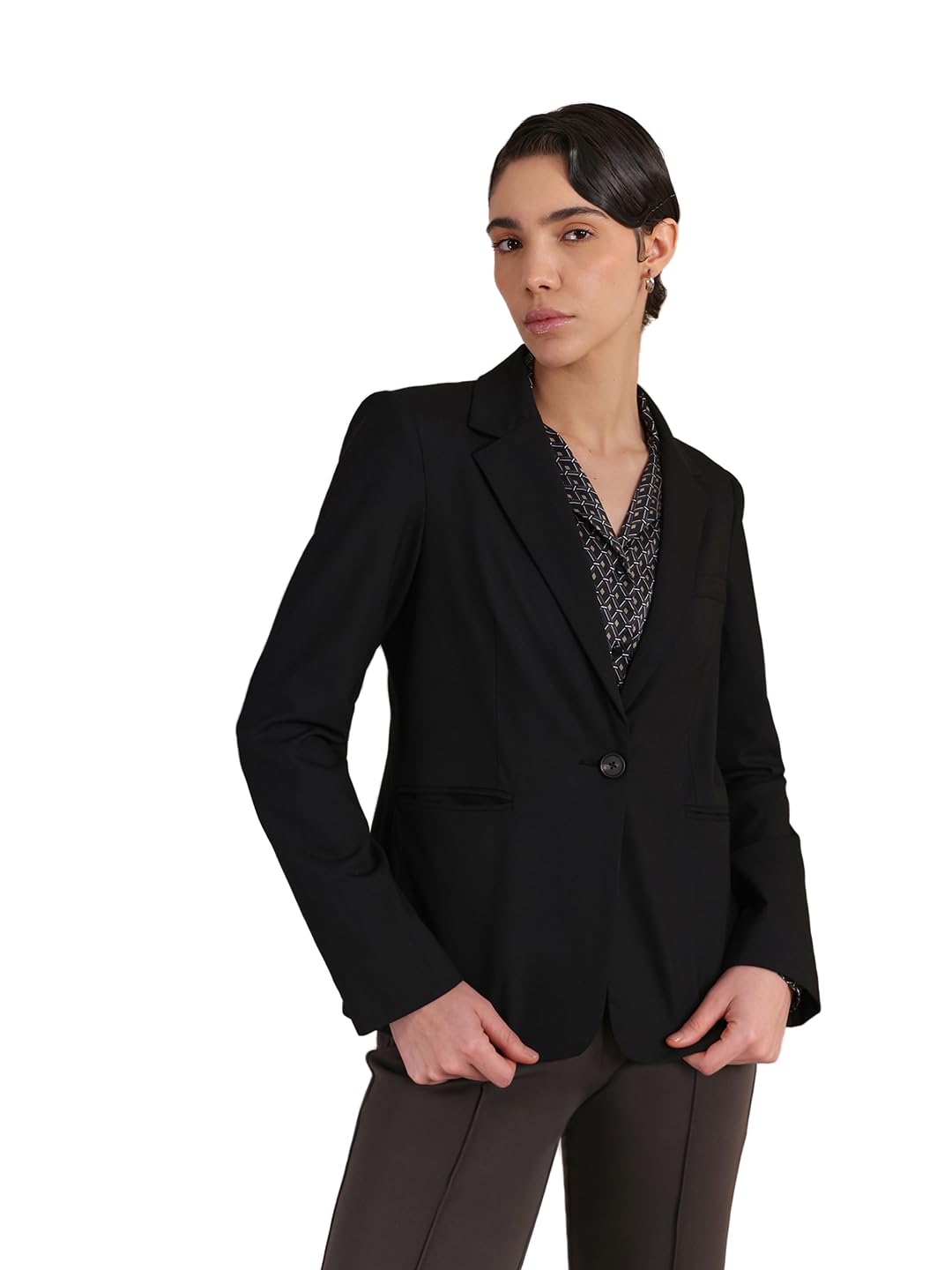 fablestreet Women's Coat | Tailored Fit Notch Lapel Single Breasted Design | Smooth Polyester Fabric & Solid Grey Style for Work & Business Casual Wear-picture-41