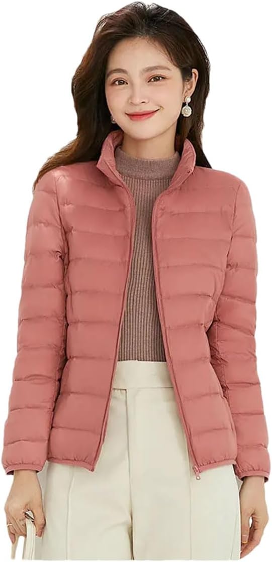 Woman Ultra Light Down Jackets Long Sleeve Parkas Soft Fabric Short Tops Coat