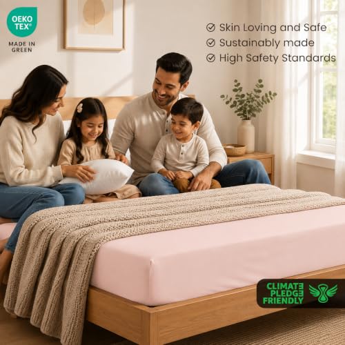 Image of LINENWALAS 100% Cotton 400 TC Standard Size Pillow Cover Set | Long Staple Imported Egyptian Cotton | Cloud-Soft, Breathable & Skin-Safe | Oeko-TEX Certified Bedding (18x28 inch, Set of 2, Blush)