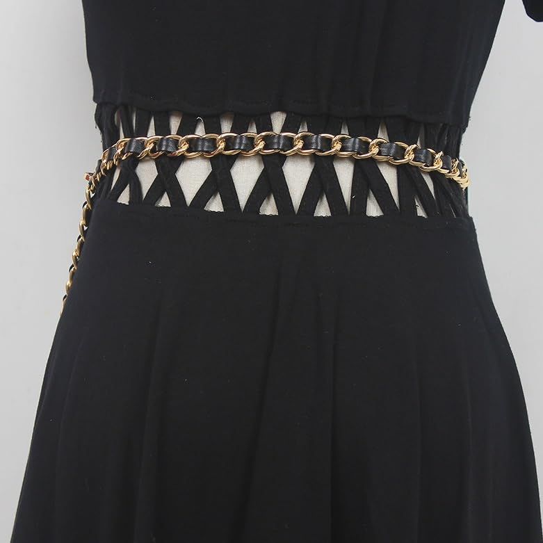 Fanny pack women's waist chain belt Women's dress with embellished chain belt2