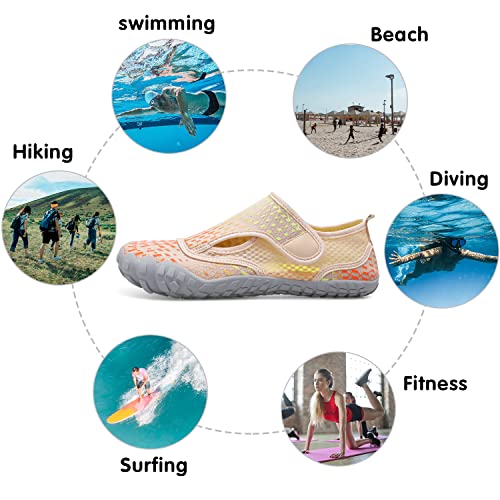 Womens And Mens Water Shoes Thicken Soles Cozy Breathable Barefoot Athletic Aqua Shoes For Beach Swim Pool Diving Hiking Water Sports 8.5 Women/7.5 Men #TOP5