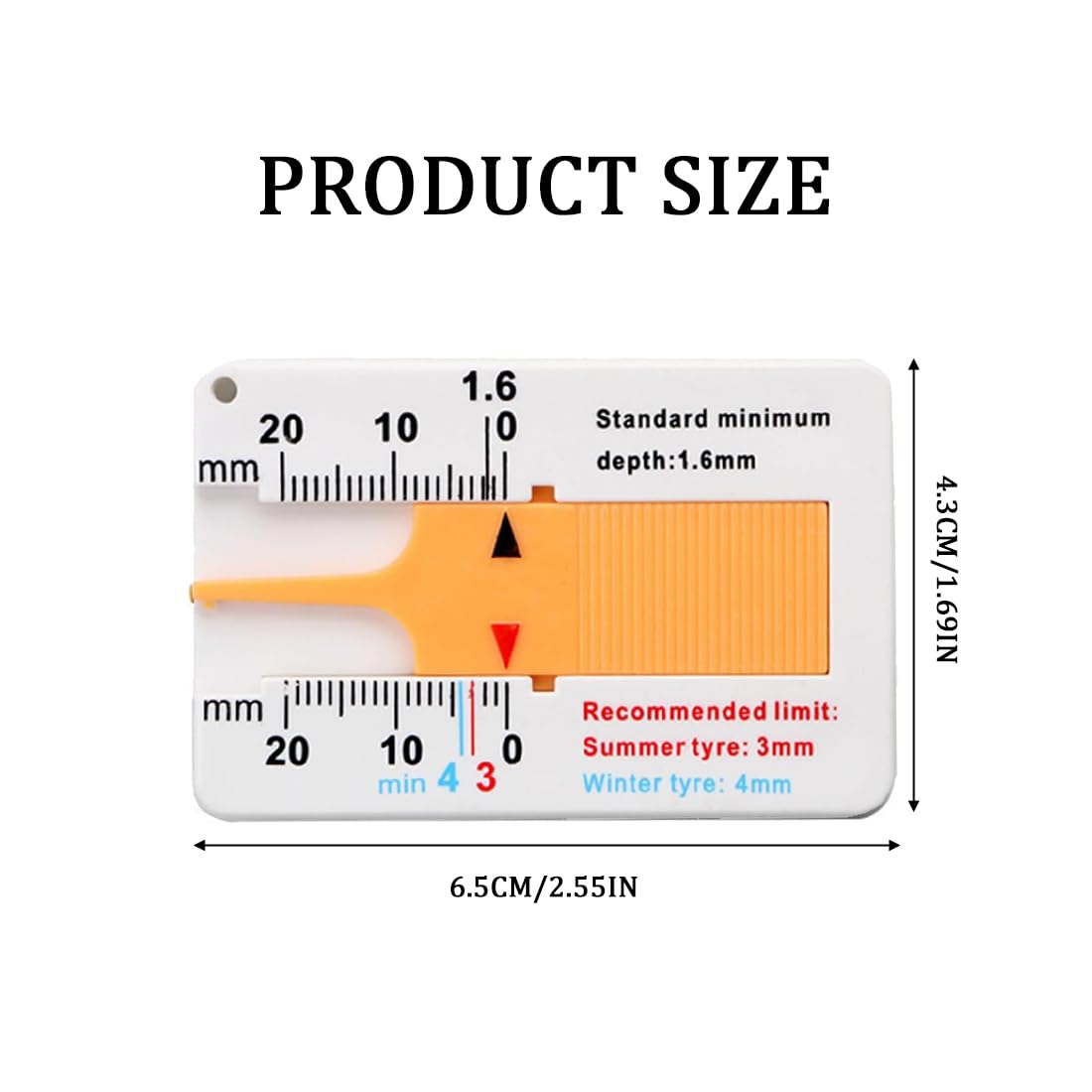 2 PCS Spessimetro per Pneumatici Misuratori Spessore Battistrada profondità del Battistrada 0-20mm Tyre Tread Depth Gauge