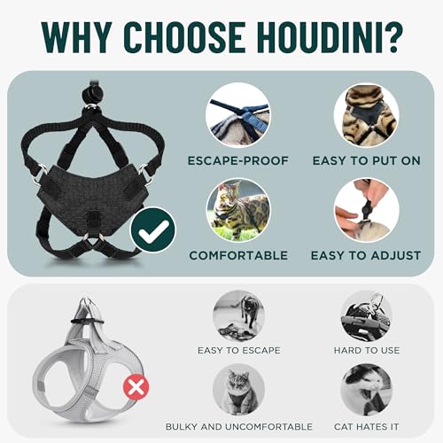 Houdini™ Escape Proof Cat Harness and Leash Set by OutdoorBengal – Black, Medium Cat Harness for Walking - Image 4