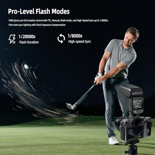 Image of Godox V480O TTL Speedlite Flash for Olympus /Panasonic Cameras, GN50, 2.0 inch Touchscreen, HSS 1 /8000s, 2.4G Wireless, USB-C Rechargeable, 650 Full-Power Flashes, Compatible with OM-1 OM-5 GH6 G95 GX9