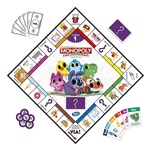 Monopoly-Il-Mio-Primo-Monopoly-Gioco-da-Tavolo-per-Bambini-dai-4-Anni-in-Su-Tabellone-a-2-Facce-Strumenti-di-Apprendimento-per-Famiglie