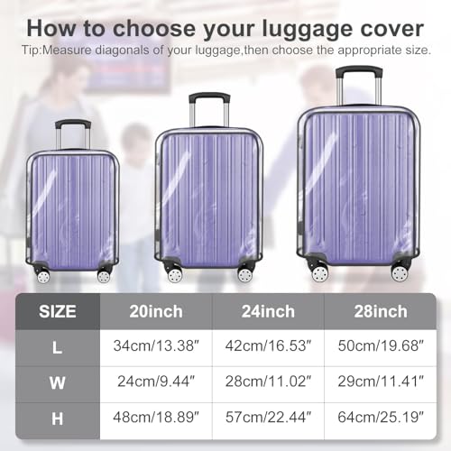 Image of Clear Suitcase Cover - Waterproof Dustproof and Anti-Scratch Luggage Cover - TSA approved Suitcase Protectors, Black Trim-0.4mm, S /M /L Suitcase Cover., Travel