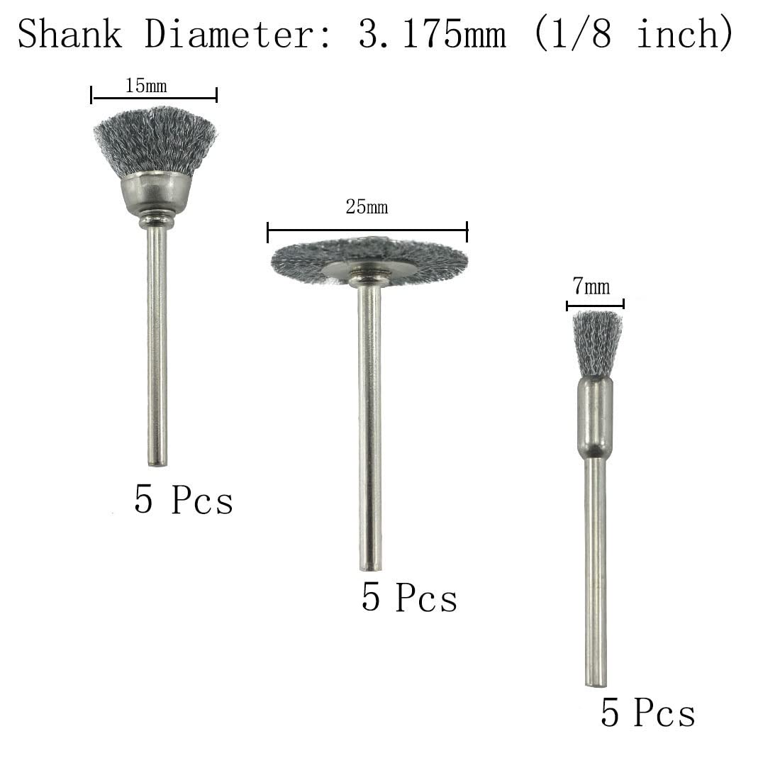 𝐉𝐔𝐍𝐋𝐈𝐗𝐍 30 Pcs Wire Brush Wheel, 1/8" Shank Coarse Crimped Brass and Steel Wire Brushes Kits for Dremel Rotary Tool