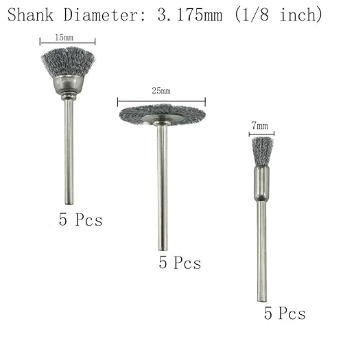 Miniatura 3 de 30 piezas de rueda de cepillo de alambre, vástago de 18 pulgadas de latón prensado grueso y cepillos de alambre de acero para herramienta giratoria