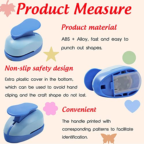 image for ECOHU Set 6 Craft Hole Punch 1-inch, Craft Punchers - Heart, Circle, S