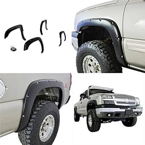 Black Fender Flare (99-06 Silverado / Sierra Pocket Rivet Style Wheel Cover Fits 6.5 & 8 ft bed)