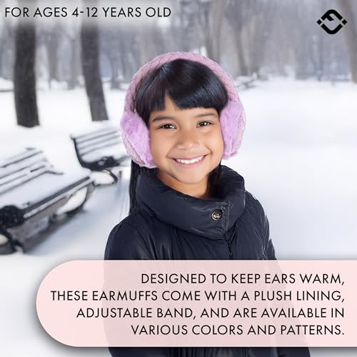 Funky Junque Winter Ear Muffs for Kids Girl Boy Fuzzy Cozy Warm Earmuffs Adjustable Cold Weather Ear Warmer Ages 4-123
