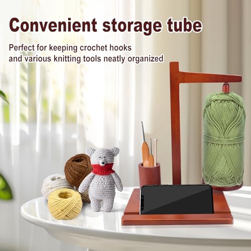 Image of HEH Wooden Magnetic Yarn Holder for Knitting and Crocheting, Magnetic Yarn Ball Holder with Anti-Slip Pads, Yarn Holder Spinner for DIY Crafts, Crochet Gift for Knitting Lovers