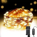 DeepDream Guirnalda de luces con enchufe,20M 200LED Alambre Cobre impermeable Navidad Luces Interior Intemperie para Decoración de Navidad,Jardín,Party,Bodas ,Blanco Cálido