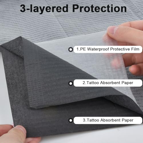 Schwarze Dental Lätzchen, 125 Stück Zahnärztliche Lätzchen Einweg 33cmx45cm, Einweg Tattoo Lätzchen Blatt 3 Lagen Wasserdichte Tattoo-Matte Tattoo Unterlagen für Krankenhäuser, Praxen, Tattoo Studios