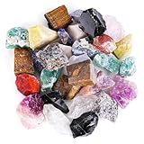 FUTUREPLUSX 3LB Assorted Natural Stone Mix, Raw Gemstone Rough Stones Crystals for Tumbling Fountain Rocks Home Office Decor Polishing Wire Wrapping Wicca & Reiki Crystal Healing Good Luck Gifts