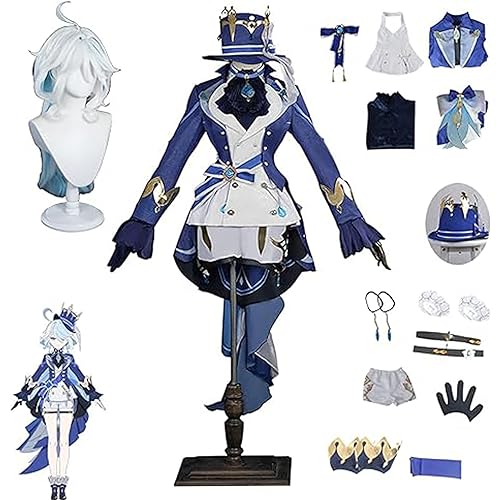 Premium Genshin Impacto Cosplay Focalors Disfraz Juego Anime Hombres Mujeres Cosplay Uniformes Halloween Carnaval Fiesta Para Mujeres Vestido Para Halloween Navidad Con Peluca