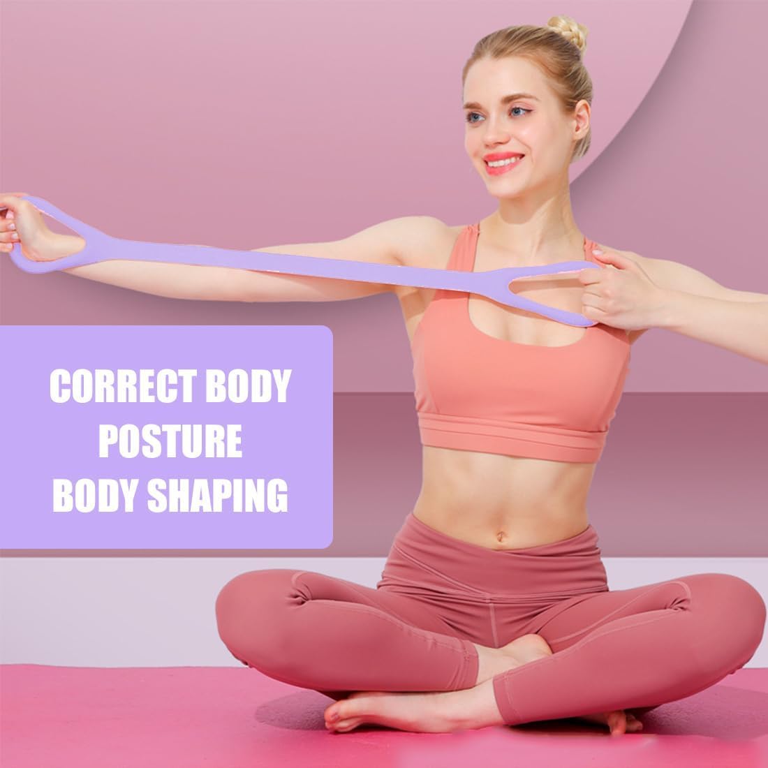 Bande de résistance élastique pour exercices d'étirement dos, bras, épaules, yoga, pilates