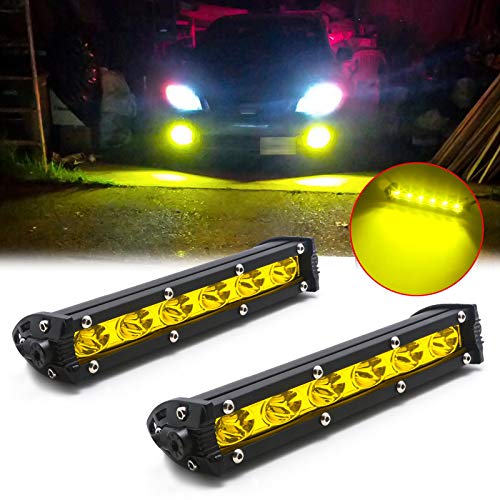 Xotic Tech 2X JDM LED Fog Driving Light Bracket w/Relay Wire Kit Universal Fit Car Truck SUV etc 18W Golden Yellow 6-SMD