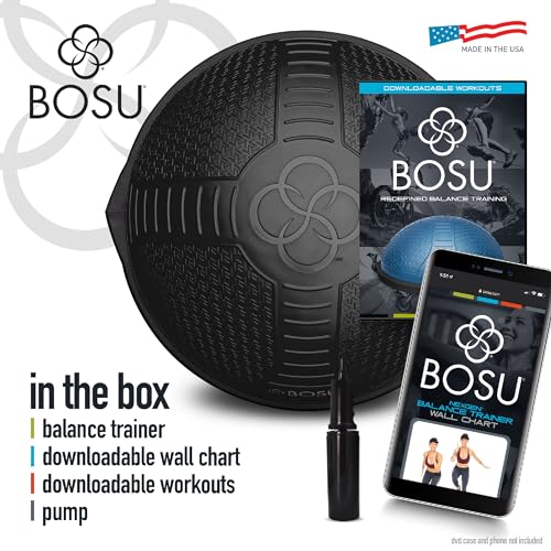 Bosu Half Ball Home Balance Exercise Trainer for Strength and Flexibility Workouts with Built to Last Burst Resistant Material and Hand Pump