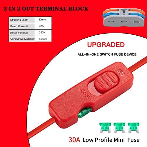 Crtbelfy Upgraded M12 Battery Adapter For Milwaukee 12V Battery Adapter All-In-One Design Of The Fuse And Switch Power Wheel Adapter For Milwaukee M12 Converter Kit 14 Gauge With Fuses & Wire Terminals thumb #2