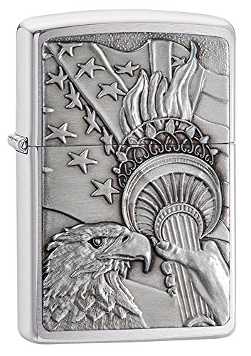Zippo Patriotic Pocket Lighter, Brushed Chrome