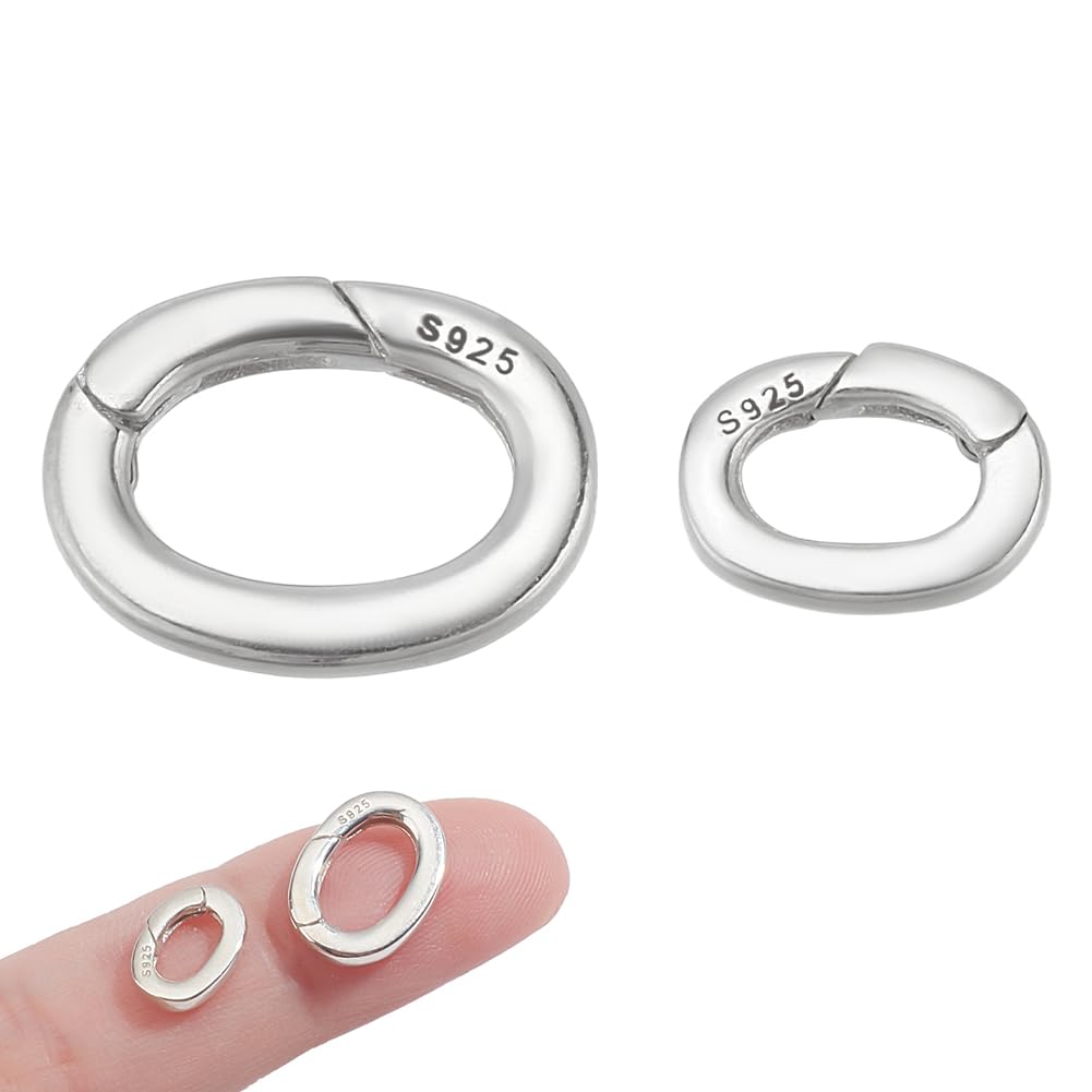 2 Fermagli Ovali In Argento Sterling 925 Per Gioielli – Chiusura A Molla Con Anello A Cancello, Dimensione 13,5x7,5mm, Per Collane, Bracciali E Creazioni Fai-da-te