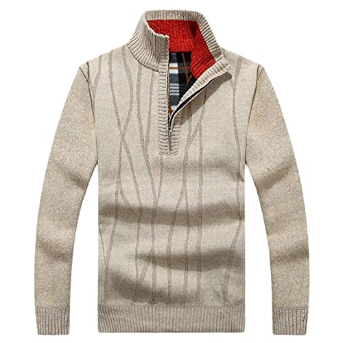 Pull homme col demi-zip beige pour les journées fraîches au bureau