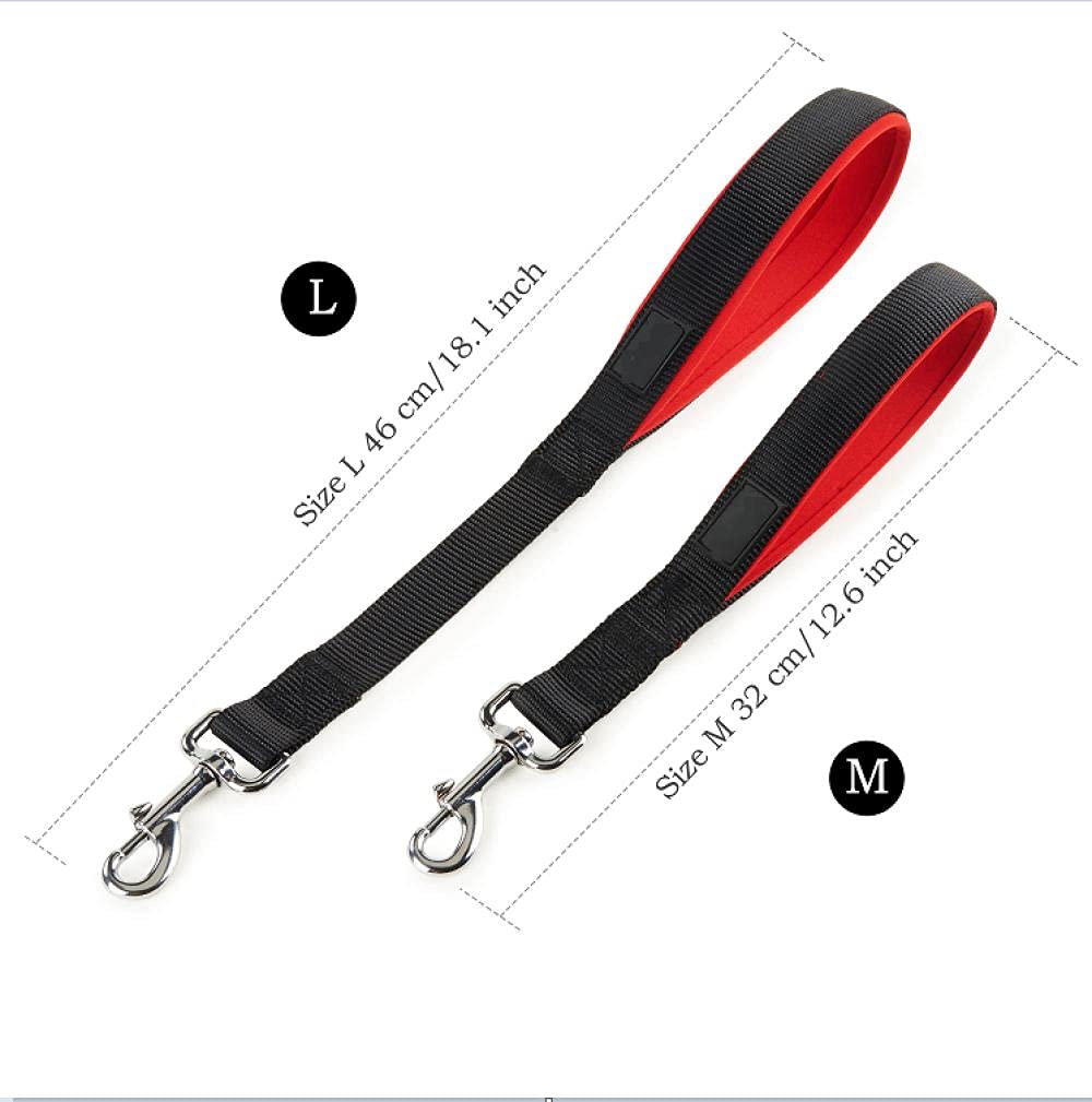 Correa Corta para Perros, Resistente, roja, con asa Acolchada y cómoda, para Perros medianos y Grandes, Reflectante, Talla M, Correa de tracción para Perros (M)