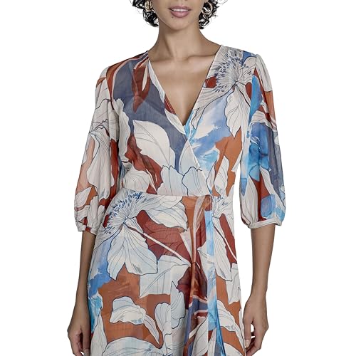 Calvin Klein Women's Chiffon Puff Sleeve Casual Dress2