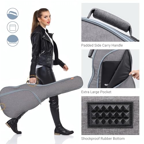 Image of The Melod Electric Guitar Gig Bag,Case,Cover, with Backpack Dual Adjustable Straps, Padded Protection, Electric Guitar Case Khaadi Grey