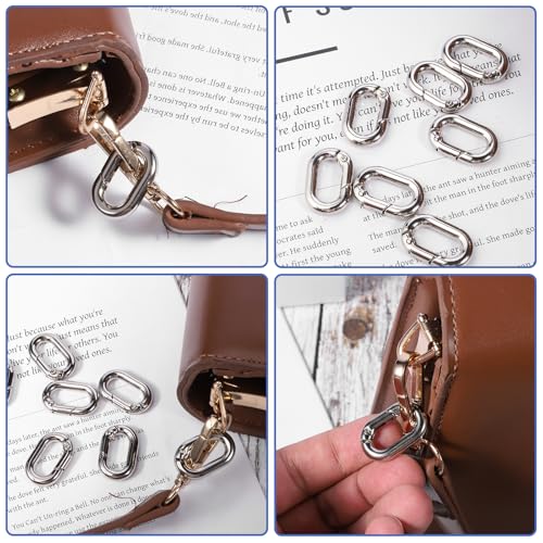 Giantree 10 Stück Oval Spring Karabinerhaken Klein, Metall Ringkarabiner, Schlüsselanhänger Kleine Buckle Clip Feder Karabiner für Reisen Angeln Camping Wandern Hängematten Rucksack(silber)
